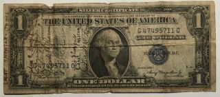 Rare Wwii Short Snorter 1935a $1 Silver Note Signed By 8th Air Force Bomber Crew