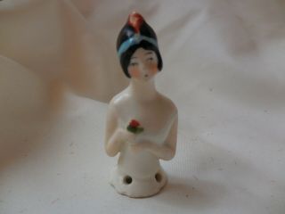 Vintage Art Deco Flapper Porcelain Pincushion Half Doll Germany No.  5333