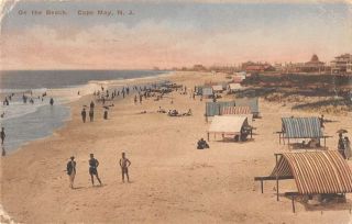 Cape May Jersey Scenic View Visitors At The Beach Antique Pc Bb446
