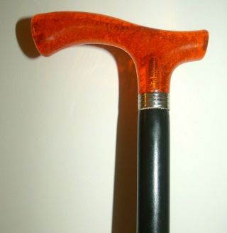 Wooden Walking Stick Cane Jelly Orange Handle Black Beechwood Shaft Stick Aid