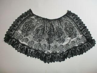 Antique Victorian Edwardian Black Lace Apron Pinny Pinafore