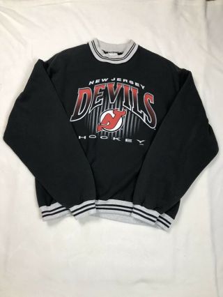 Rare Vintage Jersey Devils Hockey Pro Player Crew Neck Sweatshirt Mens Xl
