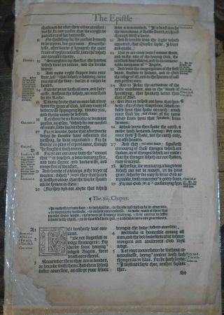Rare Testament Leaf From First Edition Bishops Bible 1568