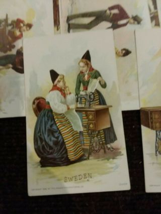 Antique Singer sewing machine trade cards (31) – national dress costumes 1892 2