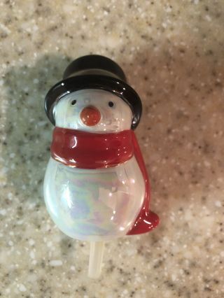 Nora Fleming Snowman - Smooth Retired - Red Scarf - Black Top Hat - Rare