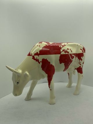 Rare Cow Parade 2003 Ex - Large Cow“map Pattern”off White W/ Red / Resin Figurine
