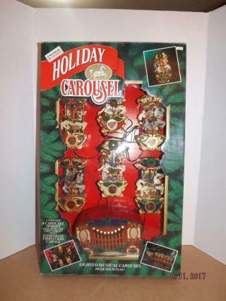Rare Vintage 1992 Mr.  Christmas Holiday Carousel 6 Horses 21 Carols