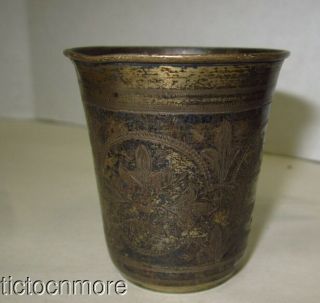 Antique Russian Moscow.  875 Silver Jigger Shot Glass 1876 Cyrillic 1.  15oz Floral