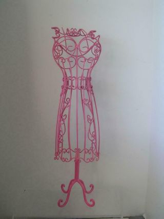Vintage Table Top Pink Heavy Wire Metal Dress Form 20 " Display Rag Doll