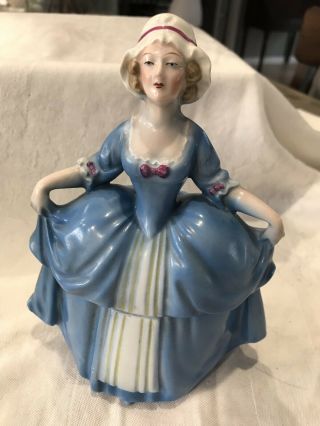 Antique Madame Pompadour German Powder Trinket Box Dresser Doll E & R