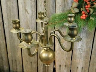 Rare Antique Miniature Brass Candle Chandelier Salesman Sample Aafa