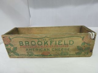 Vintage Brookfield Cheese Large 5 Lbs Wood Box Crate Dairy M - 32