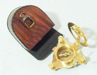 Antique Vintage Brass 3 " Compass Maritime Marine Nautical Sundial Compass