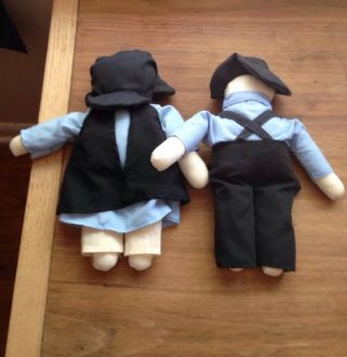 Vintage Faceless Amish Cloth Doll Set Man And Woman With Authentic Dress 2