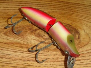 Vintage Fishing Lure Heddon Jointed River Runt Spook Floater 9430 Rainbow C1935