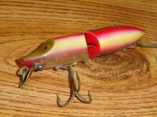 VINTAGE FISHING LURE HEDDON JOINTED RIVER RUNT SPOOK FLOATER 9430 RAINBOW C1935 2