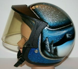 VINTAGE RARE FAIRWAY LUNA 750 Metalflake Snowmobile Helmet SEER SHIELD 2