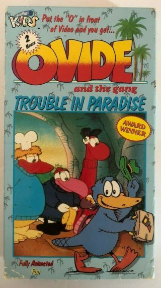 Ovide And The Gang Trouble In Paradise Rare & Oop Cartoon Just For Kids Vhs