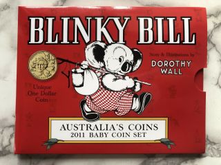 2011 Blinky Bill Baby Set With Rare $1 And 10 Cent Australian QEII UNC 2