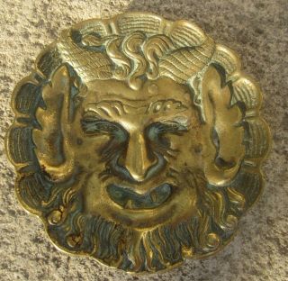 Devil evil satan face head Ashtray Vintage Antique brass / bronze,  patina.  /3/ 3