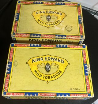 2 Vintage King Edward The Seventh Imperial Cigar Boxes 6 Cents & 7 Cents Rare