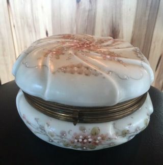 Large Rare Wave Crest C F Monroe Floral Swirl Dresser Vanity Box Jar