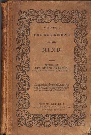 Isaac Watts - Improvement Of The Mind Joseph Emerson Rare 1833 Book Hymns Psalms