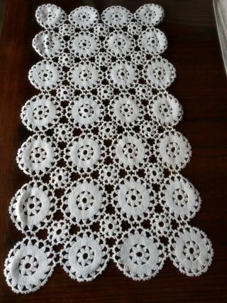 Vintage White Cotton Hand Crochet Lace Table Runner