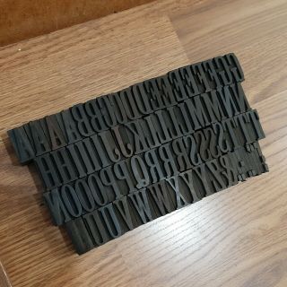 Antique 72 Pc Wooden Type Printing Blocks Complete Alphabet Letterpress Letters