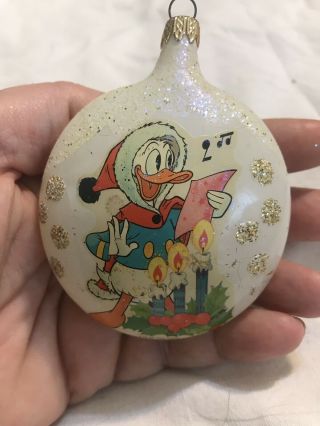 RARE Vintage 60s Donald Duck Glass Ball Ornament Christmas Disney Productions 2
