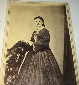 Antique American Civil War Era Victorian Fashion Woman Ct Cdv Photo