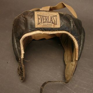 Vintage Leather Everlast Boxing Padded Head Guard Gear,  Helmet,  York,  Antique