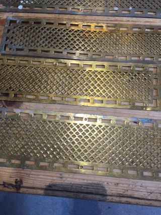 7french Odd Sized Fingerplates In Brass And 2 Pairs Of Brass Fretwork Covers