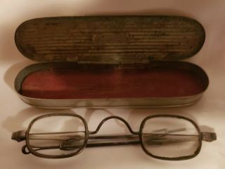 Antique Civil War Era Bifocal Spectacles Eyeglasses W/ Case Cadwell