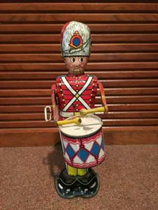 Rare Antique Tim Soldier Drummer Wind - Up Well Made By Mar Toys 9 "