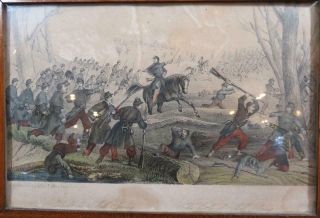 Rare Civil War 1860s The Battle Of Mill Spring Lithograph