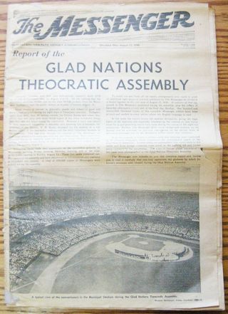 Messenger Aug 12 1946 Convention Report Glad Nations Watchtower Jehovah Rare