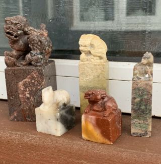 A Selection A Antique Chinese Carved Hardstone Seals,  Circa 1800/1900s.