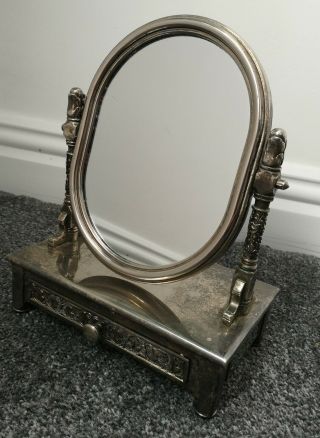 Antique Silver Plated Vera Lucino Jewellery Box Mirror Picture Frame