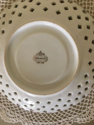 Royal Halsey Footed Tea Cup & Saucer Very Fine LM Fruit Iridescent Cutwork WOW 3