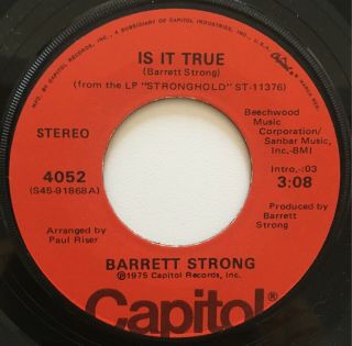 Barrett Strong Rare Is It True Northern Soul Capitol Ex 45 Hear