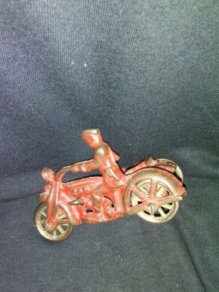 Hubley vintage antique cast iron motorcycle with sidecar 2