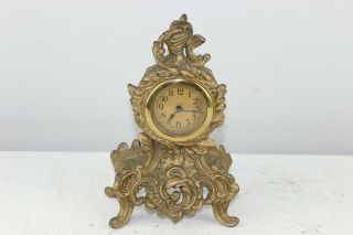 Antique Cast Metal Or Brass Made In Germany Ornate Table Shelf Clock