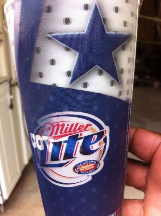 Rare Dallas Cowboys/miller Lite Hologram Drinking Tumbler