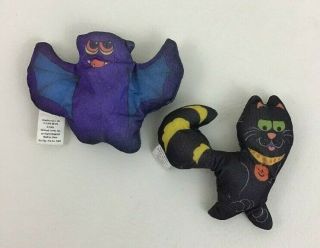 Smooshies Smooshee Black Cat And Bat Plush Toy Vintage 1989 Hallmark Halloween