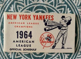 Rare 1964 Al Champion Ny Yankees American League Booklet Schedule