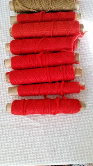 Rare vintage 100 lambs wool red and tan rug spooled yarn 20 ozs 11 spools 3