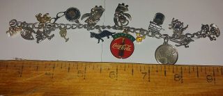 Vintage Sterling Silver Charm Bracelet Rare World Trade Charm,  Moveable