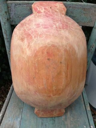 Early Primitive Wooden Dough Bowl Trencher Old Red Paint