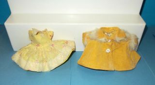 Vintage Cosmopolitan 8 " Ginger Doll Tagged Dress & Velvet Coat 1950s Ginny M.  A.